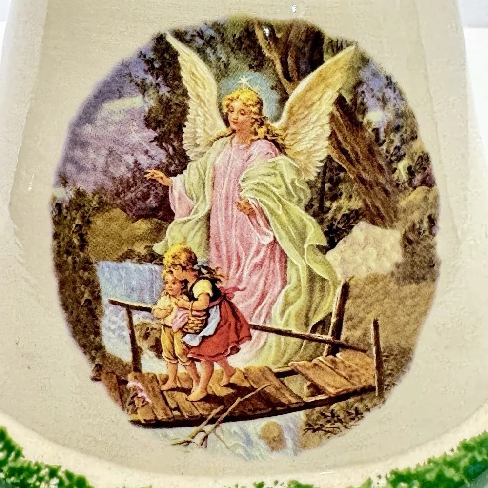 Vintage Guardian Angel Ceramic‎ Candle Shade Topper Boy Girl Bridge